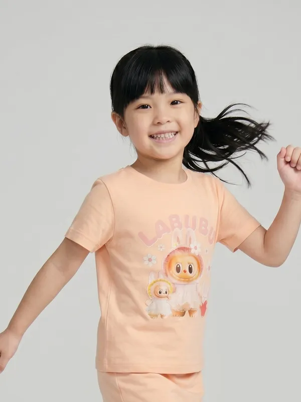 Kids_Girls_T_Shirt_Peach_Cskt211