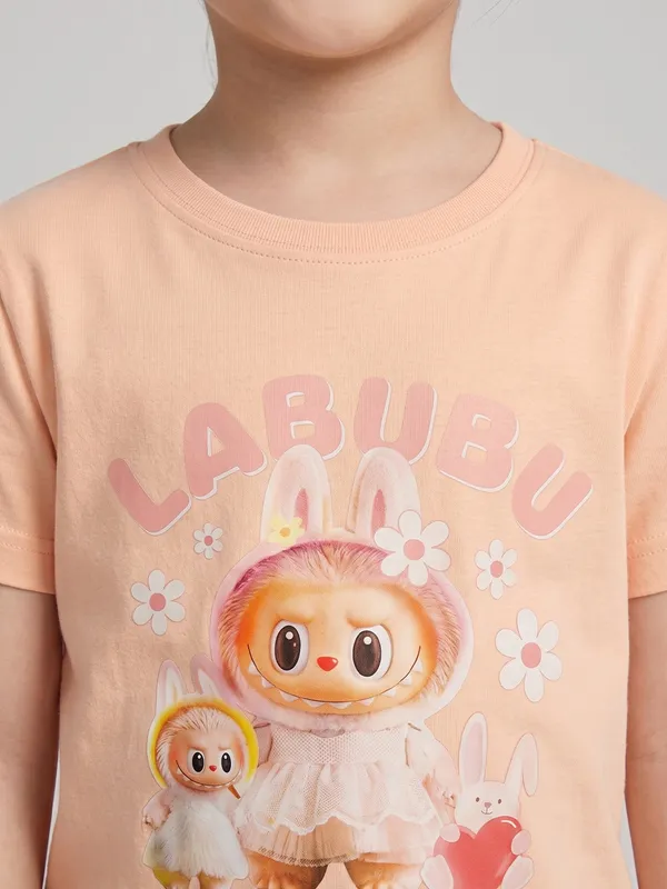 Kids_Girls_T_Shirt_Peach_Cskt211