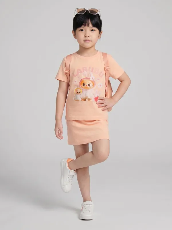 Kids_Girls_T_Shirt_Peach_Cskt211