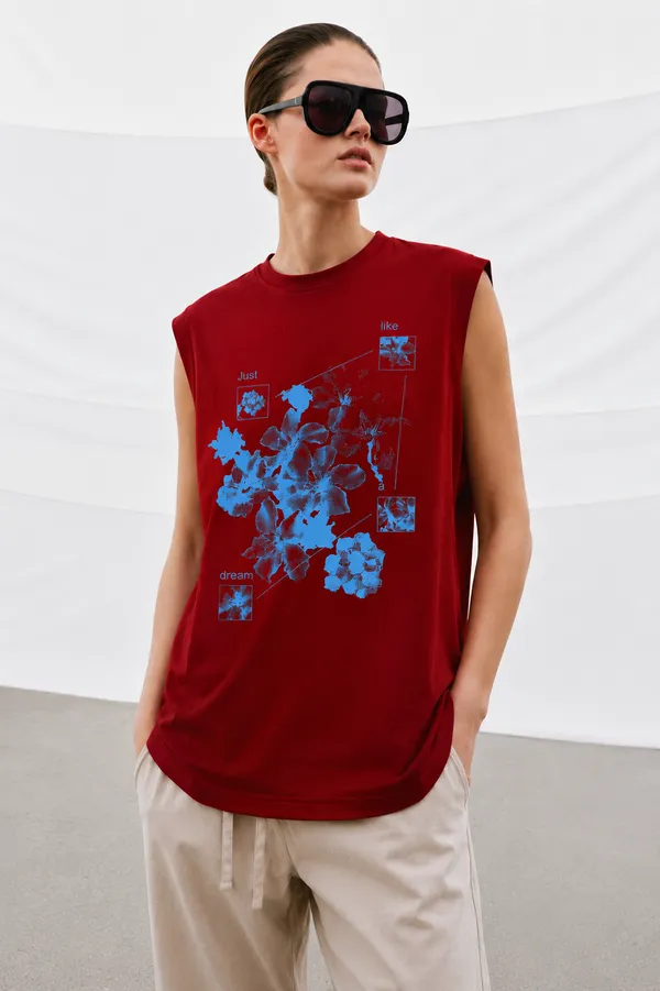 Azure_Flora_Tank_Tees_Red