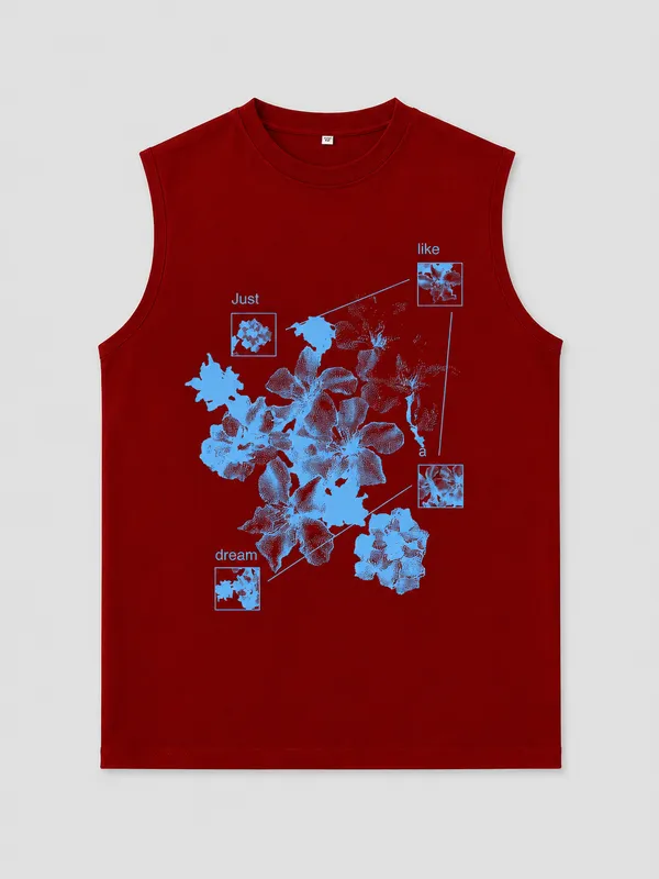 Azure_Flora_Tank_Tees_Red