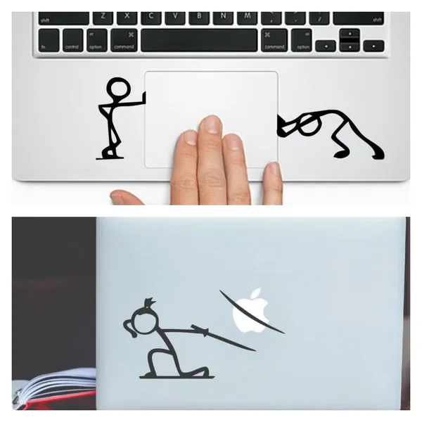 10_Pcs_Funny_Matchman_Doodle_Vinyl_Self_Adhesive_Laptop_Skins_Stickers_Black_Pack_Of_10
