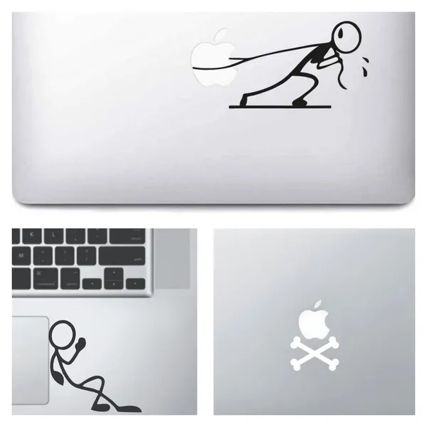 10_Pcs_Funny_Matchman_Doodle_Vinyl_Self_Adhesive_Laptop_Skins_Stickers_Black_Pack_Of_10