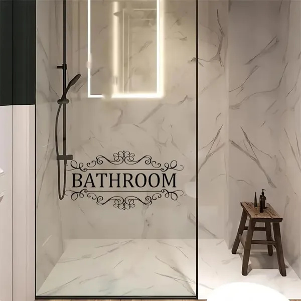 1Pc_Decorative_Door_Sign_Decal_Bathroom_Wall_Sticker_With_Floral_Swirl_Design_For_Door_Or_Wall_Decoration_Bathroom_Stickers_Elegant_Decor_Accessory_Black_Pack_Of_2