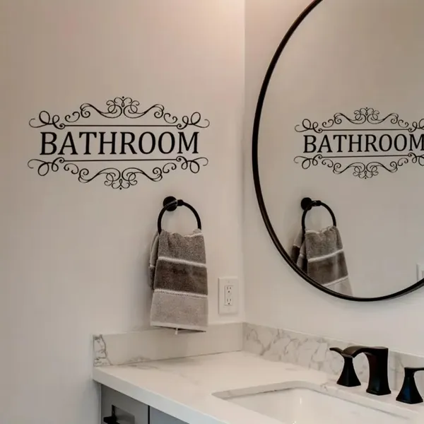 1Pc_Decorative_Door_Sign_Decal_Bathroom_Wall_Sticker_With_Floral_Swirl_Design_For_Door_Or_Wall_Decoration_Bathroom_Stickers_Elegant_Decor_Accessory_Black_Pack_Of_2