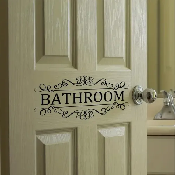 1Pc_Decorative_Door_Sign_Decal_Bathroom_Wall_Sticker_With_Floral_Swirl_Design_For_Door_Or_Wall_Decoration_Bathroom_Stickers_Elegant_Decor_Accessory_Black_Pack_Of_2