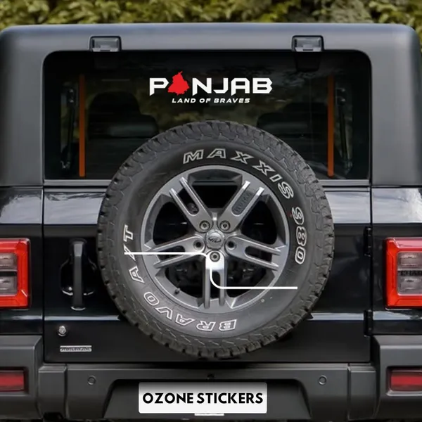 Punjab_Sticker_With_Red_Map_For_Car_Vinyl_Exterior_Sticker_Decal_White_Red