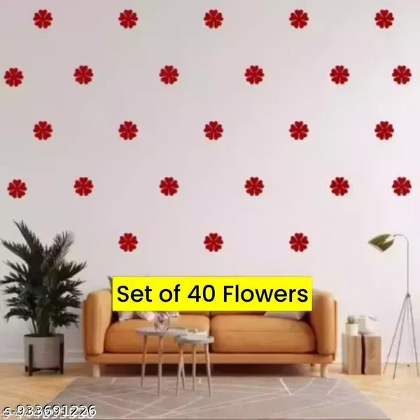 Vinyl_Floral_Print_Wall_Sticker_Set_Of_40_Red