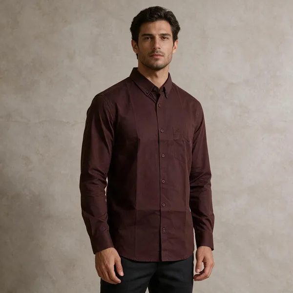Brown_Lycra_Cotton_Full_Sleeve_Casual_Shirt_For_Men