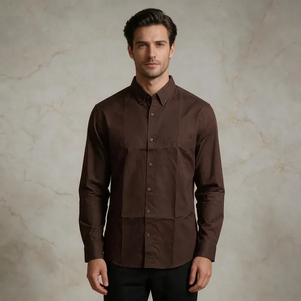 Brown_Lycra_Cotton_Full_Sleeve_Casual_Shirt_For_Men