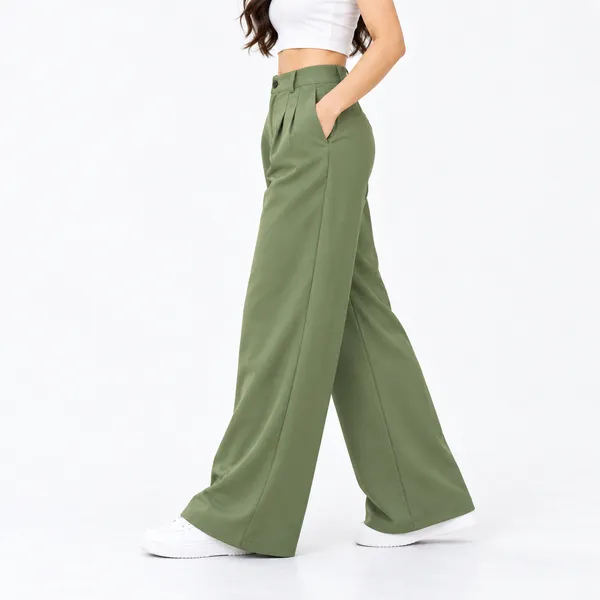 Olive_Green_Cotton_Wide_Leg_Korean_Pants_For_Women