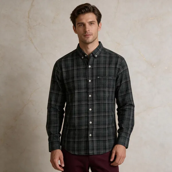 Green_Linen_Oxford_Full_Sleeve_Checked_Shirt_For_Men
