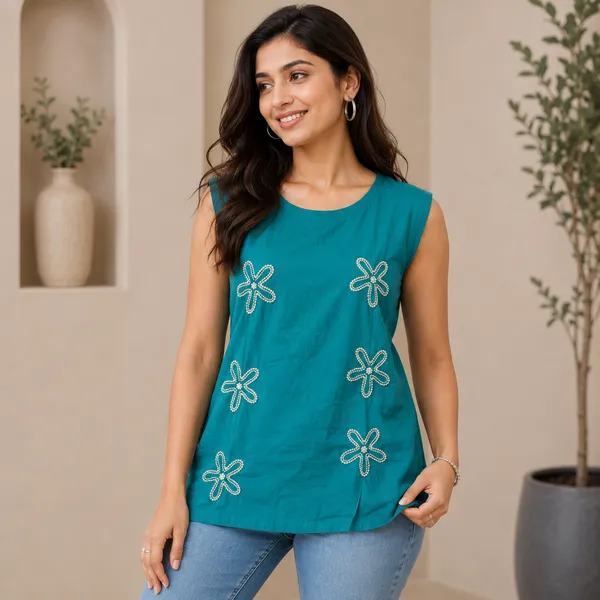 Sky_Blue_Cotton_Embroidered_Sleeveless_Top_For_Women