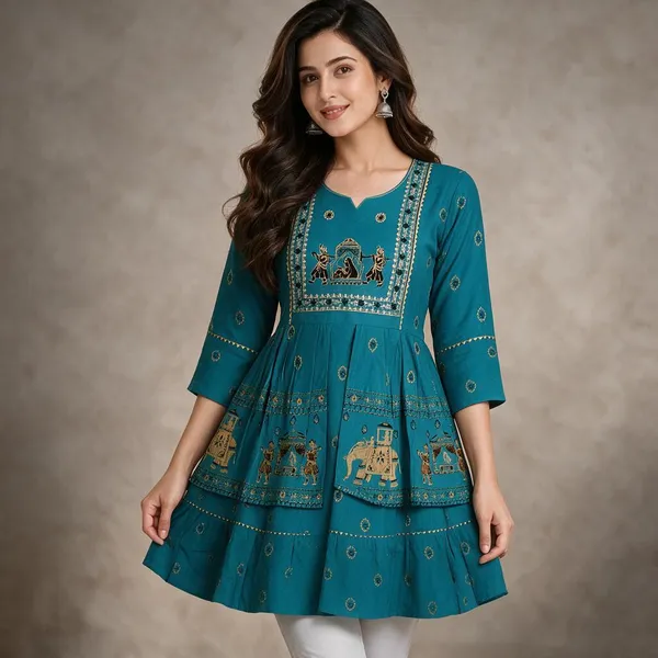 Sky_Blue_Cotton_Flared_Navratri_Choli_Top_For_Women