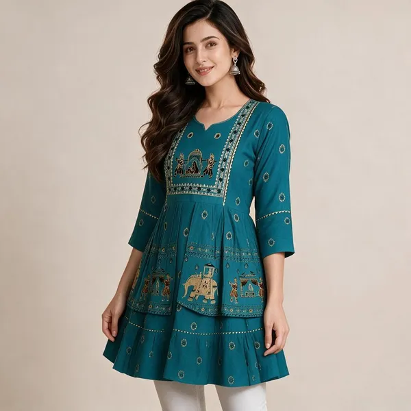 Sky_Blue_Cotton_Flared_Navratri_Choli_Top_For_Women