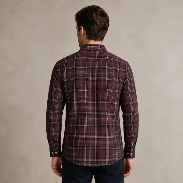 Maroon_Linen_Oxford_Checked_Full_Sleeve_Shirt_For_Men