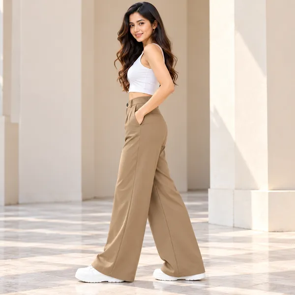 Khaki_Khadi_Cotton_High-Rise_Wide_Leg_Trousers_For_Women