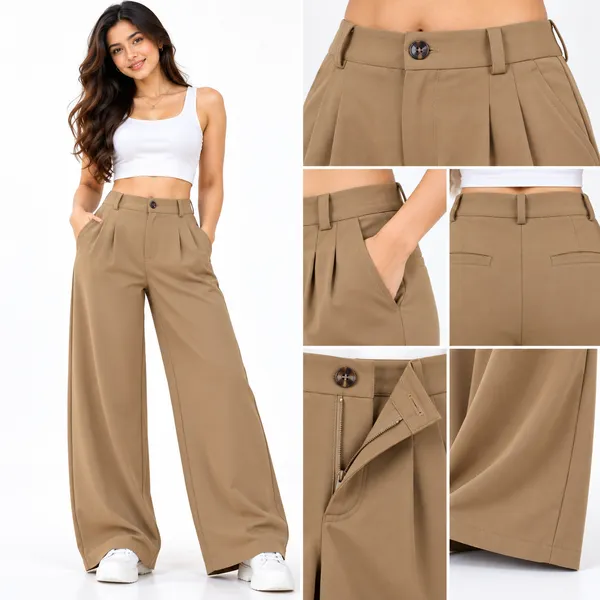 Khaki_Khadi_Cotton_High-Rise_Wide_Leg_Trousers_For_Women