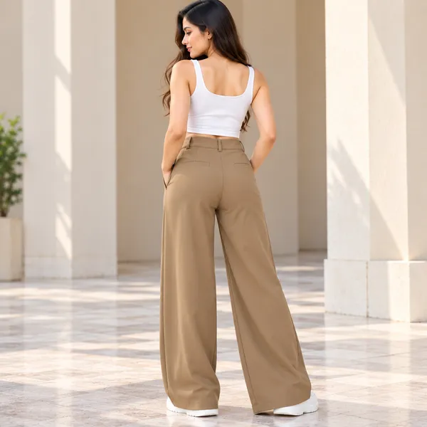 Khaki_Khadi_Cotton_High-Rise_Wide_Leg_Trousers_For_Women