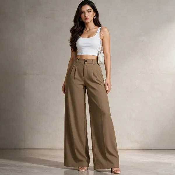 Khaki_Khadi_Cotton_High-Rise_Wide_Leg_Trousers_For_Women