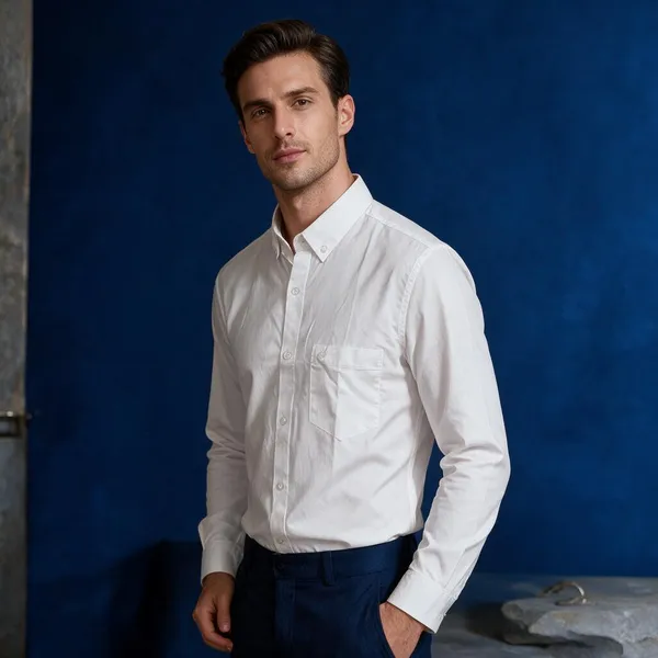 White_Lycra_Cotton_Full_Sleeve_Casual_Shirt_For_Men