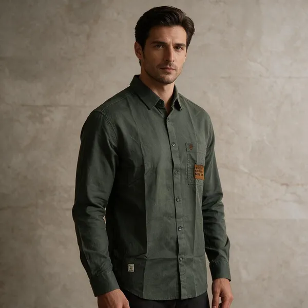 Bottle_Green_Stretchable_Full_Sleeve_Casual_Shirt_For_Men