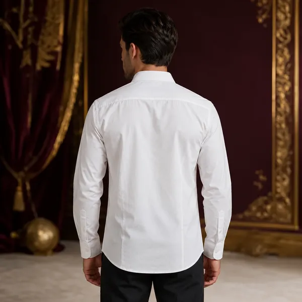 White_Lycra_Cotton_Full_Sleeve_Casual_Shirt_For_Men