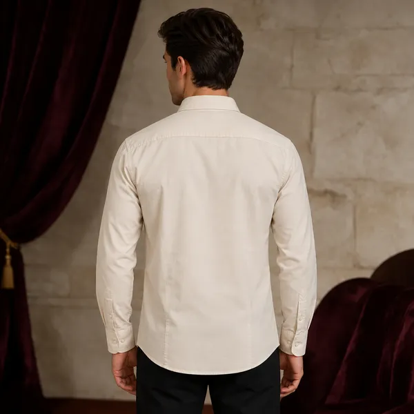 Cream_Stretchable_Cotton_Full_Sleeve_Casual_Shirt_For_Men