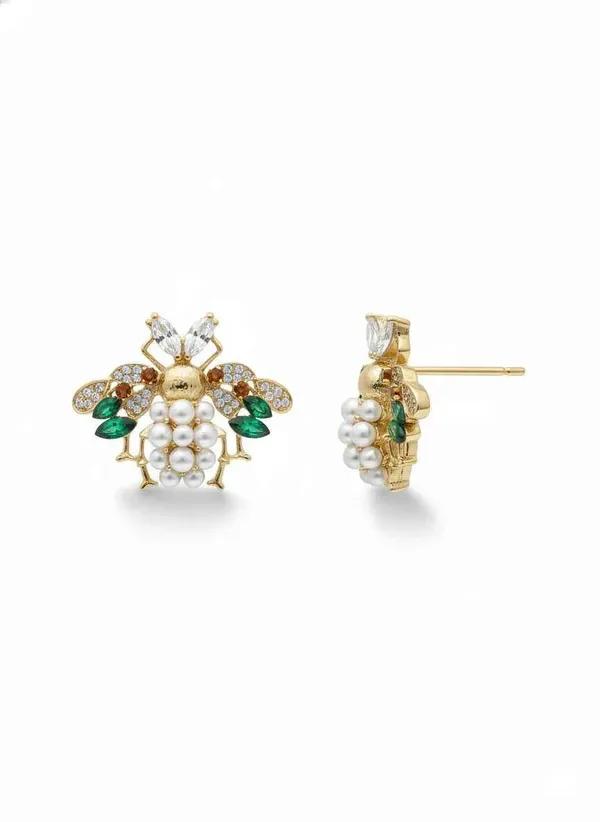 Queen_Bee_Pearl_Earrings_Gold_Tone_Statement_Jewellery