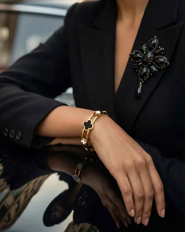 Black_Clover_Open_Cuff_Bracelet_Gold_Tone_Finish