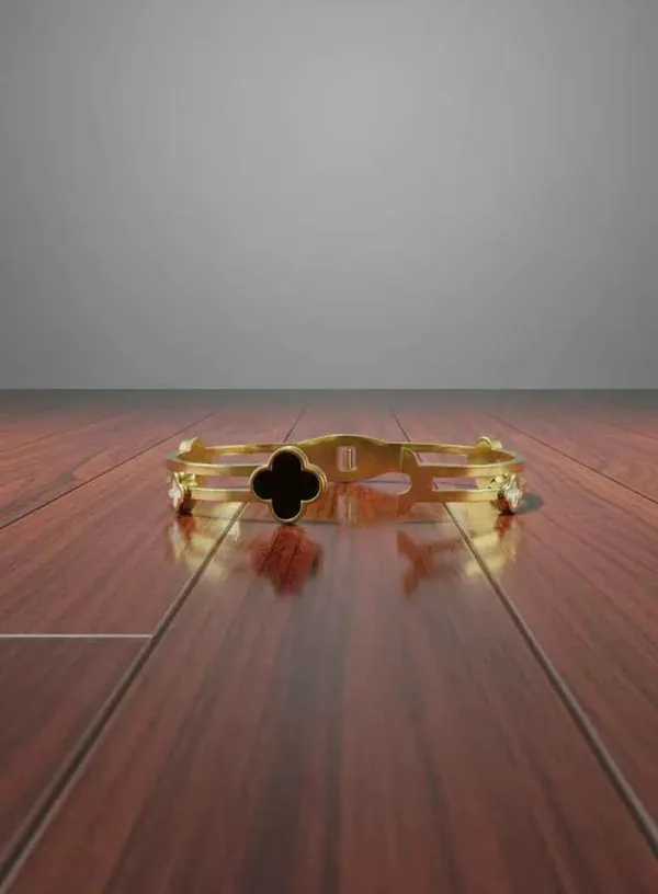 Black_Clover_Open_Cuff_Bracelet_Gold_Tone_Finish