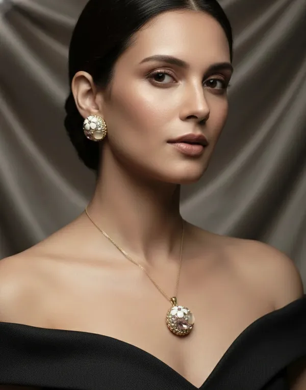 Floral_Crystal_Pendant_Set_Gold_Tone_Finish