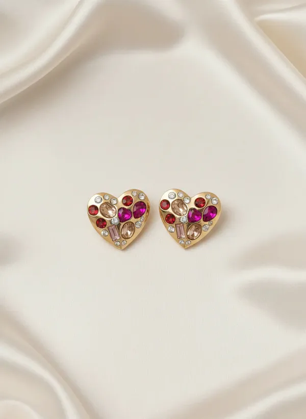 Heart_Of_Fire_Stud_Earrings_Gold_Tone_Passion_Statement_Jewellery