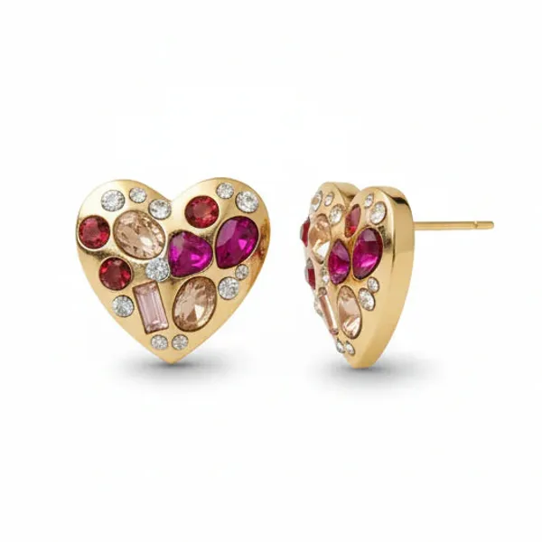 Heart_Of_Fire_Stud_Earrings_Gold_Tone_Passion_Statement_Jewellery