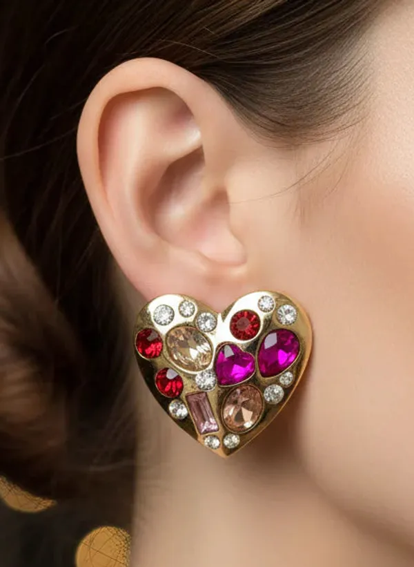 Heart_Of_Fire_Stud_Earrings_Gold_Tone_Passion_Statement_Jewellery