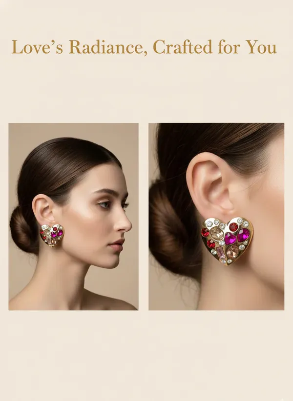 Heart_Of_Fire_Stud_Earrings_Gold_Tone_Passion_Statement_Jewellery