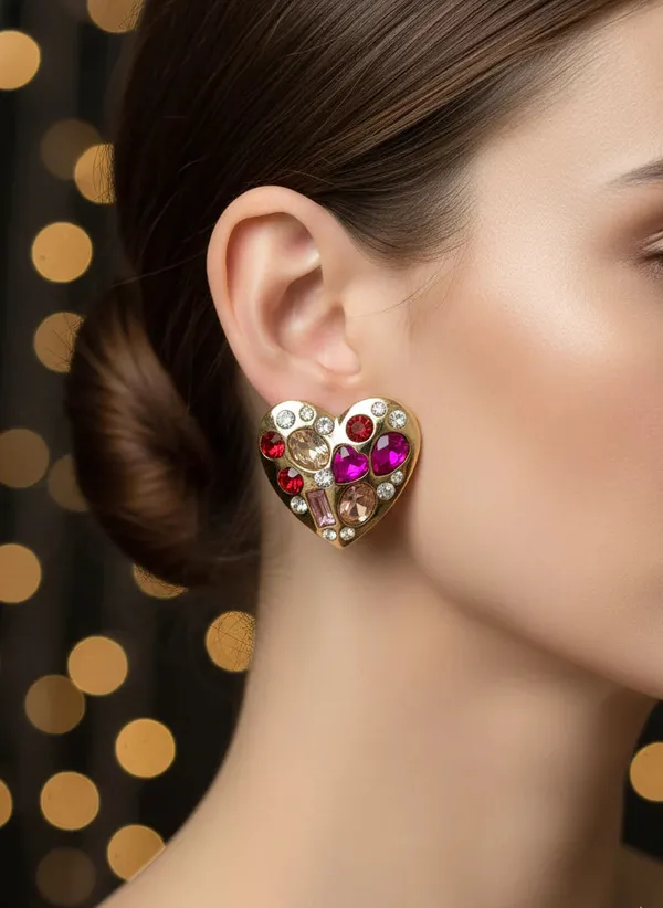Heart_Of_Fire_Stud_Earrings_Gold_Tone_Passion_Statement_Jewellery
