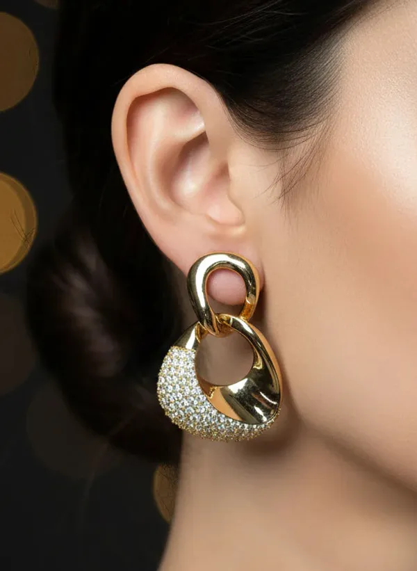 Infinite_Glow_Link_Earrings_Gold_Tone_Statement_Jewellery