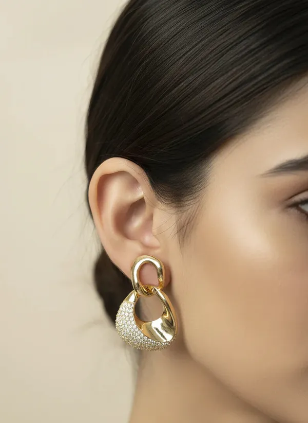 Infinite_Glow_Link_Earrings_Gold_Tone_Statement_Jewellery