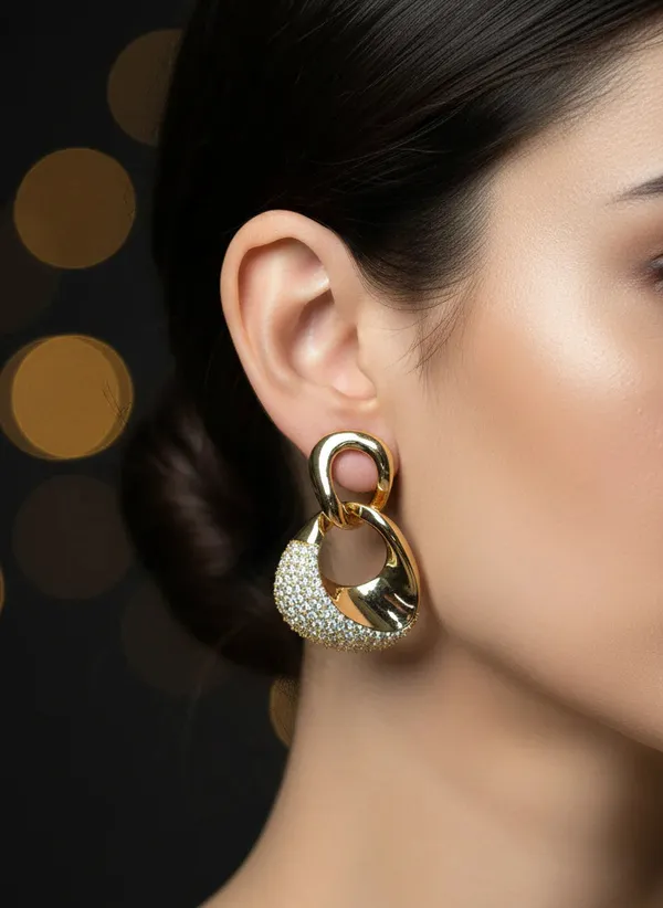Infinite_Glow_Link_Earrings_Gold_Tone_Statement_Jewellery