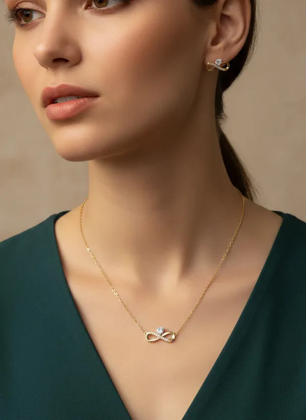 Infinity_Jewellery_Set_Necklace_Earrings_In_Gold_Tone_Finish