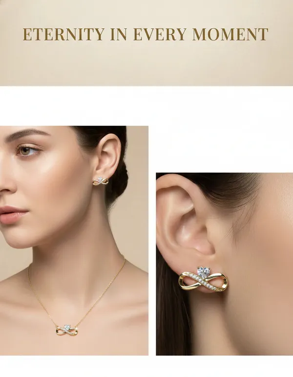 Infinity_Jewellery_Set_Necklace_Earrings_In_Gold_Tone_Finish