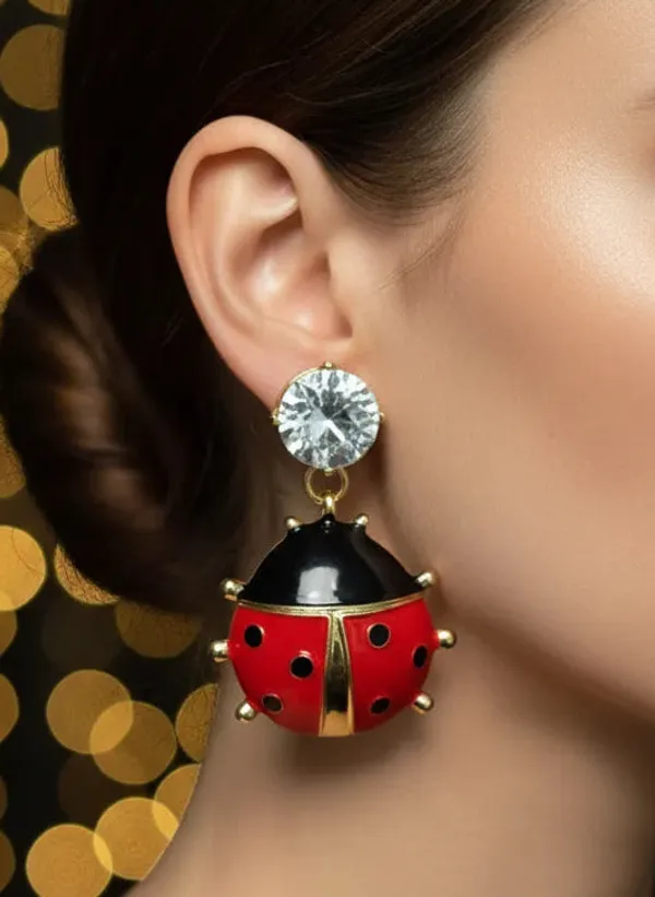 Ladybug_Drop_Earrings_Gold_Plated_Statement_Jewellery