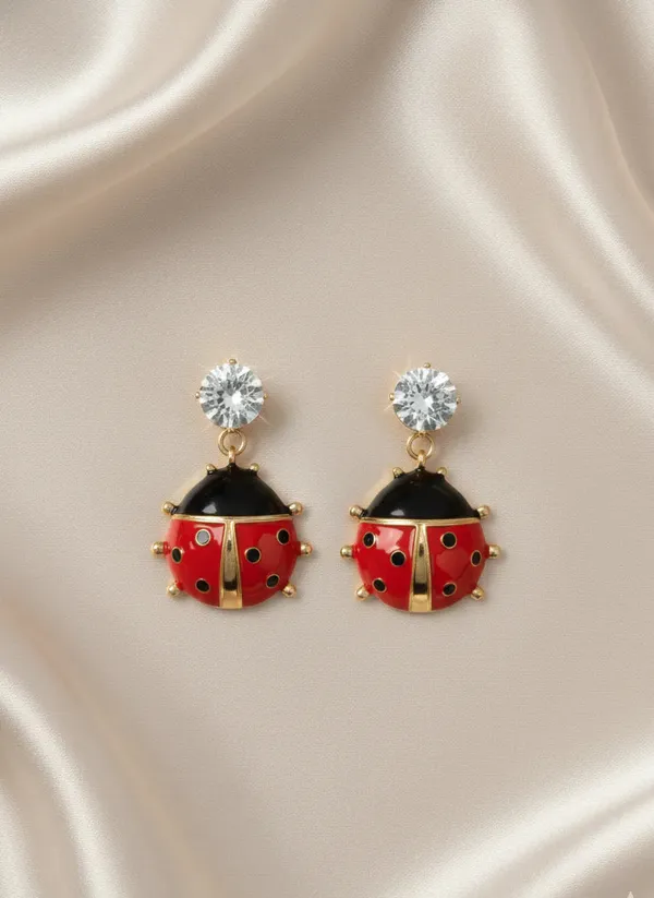 Ladybug_Drop_Earrings_Gold_Plated_Statement_Jewellery