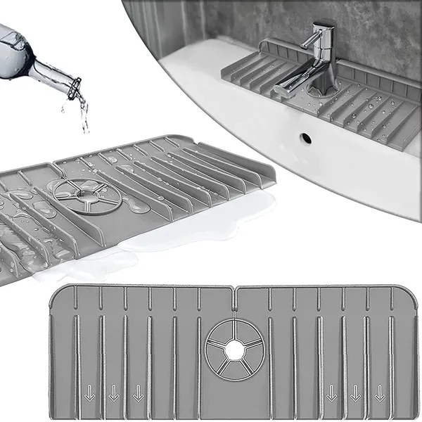 2PCS_Kitchen_Sink_Splash_Guard,_Silicone_Water_Catcher_Mat,_Draining_Pad_Behind_Faucet,_Rubber_Drying_Mat_for_Kitchen_&_Bathroom_Countertop_Splash_Protector_&_Storage,_Non-Slip_Soap_Holder