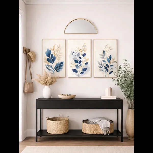 Botanical_Blue_Leaf_Framed_Wall_Art_-_Set_Of_3