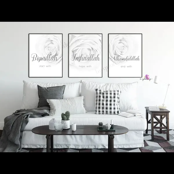 Framed_Islamic_Calligraphy_Floral_Wall_Art_Set_-_Set_Of_3