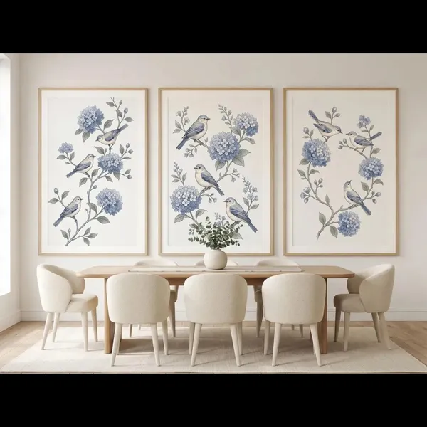 Wooden_Botanical_Bird_Print_Framed_Wall_Art_Set_-_Set_Of_3