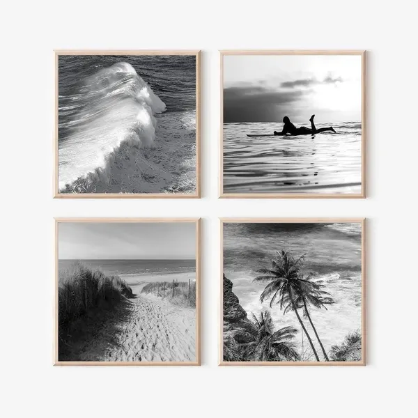 Wooden_Coastal_Monochrome_Set_Of_4_Wall_Art_Frames