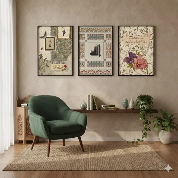 Framed_Floral_Islamic_Calligraphy_Wall_Art_Set_-_Set_Of_4